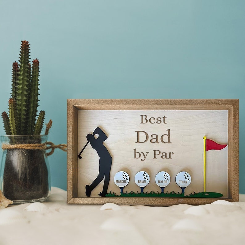 litzzy Personalized Plaque for Grandpa, Personalized Wooden Golf Sign, Custom Frame Father, Gift For Father, Best Papa by Par Sign, Father Day Gift    