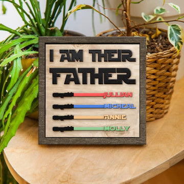 litzzy Personalized Name Puzzle Frame with Lightsaber Pattern for Father's Day Custom Wooden Sign   