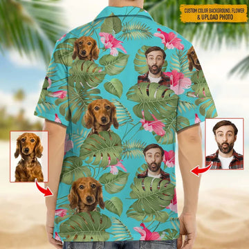 litzzy Upload Photo Dog And Face Hawaiian Shirt, Matching Dog and Owner Hawaiian Shirt Hawaii Shirt S  