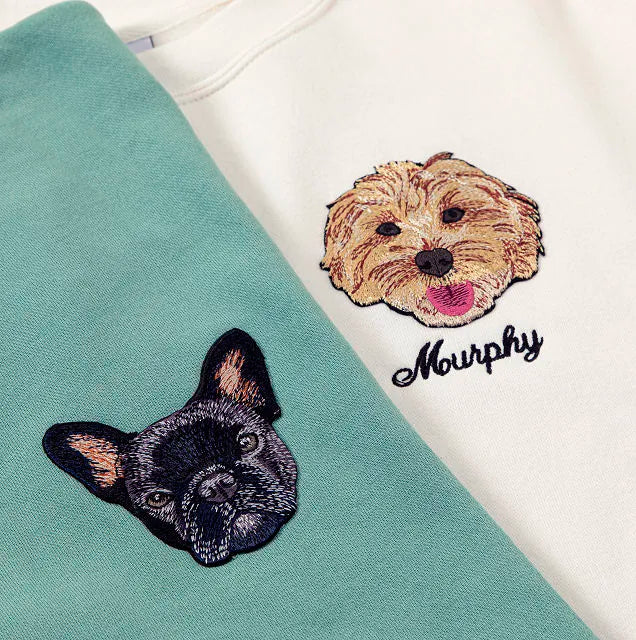 litzzy The Custom Embroidered Pet Portrait Patch Tshirt, Sweatshirt, Hoodie Embroidered Shirt   