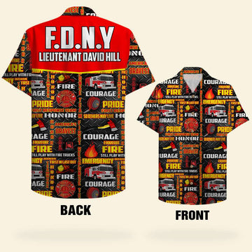 litzzy Personalized Firefighter Hawaiian Shirt - Still Play With Fire Trucks - Red Fire Pattern Hawaiian Shirt For Men, Woman, Litzzy Aloha Shirt Hawaiian Shirt   