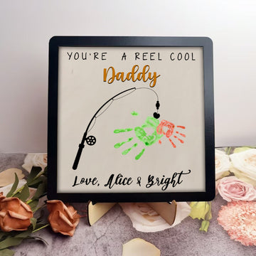 litzzy Personalized Handprint Sign, DIY children’s gift, DIY sign, Gift for Father's Day - Litzzy Customized Handmade Custom Wooden Sign   