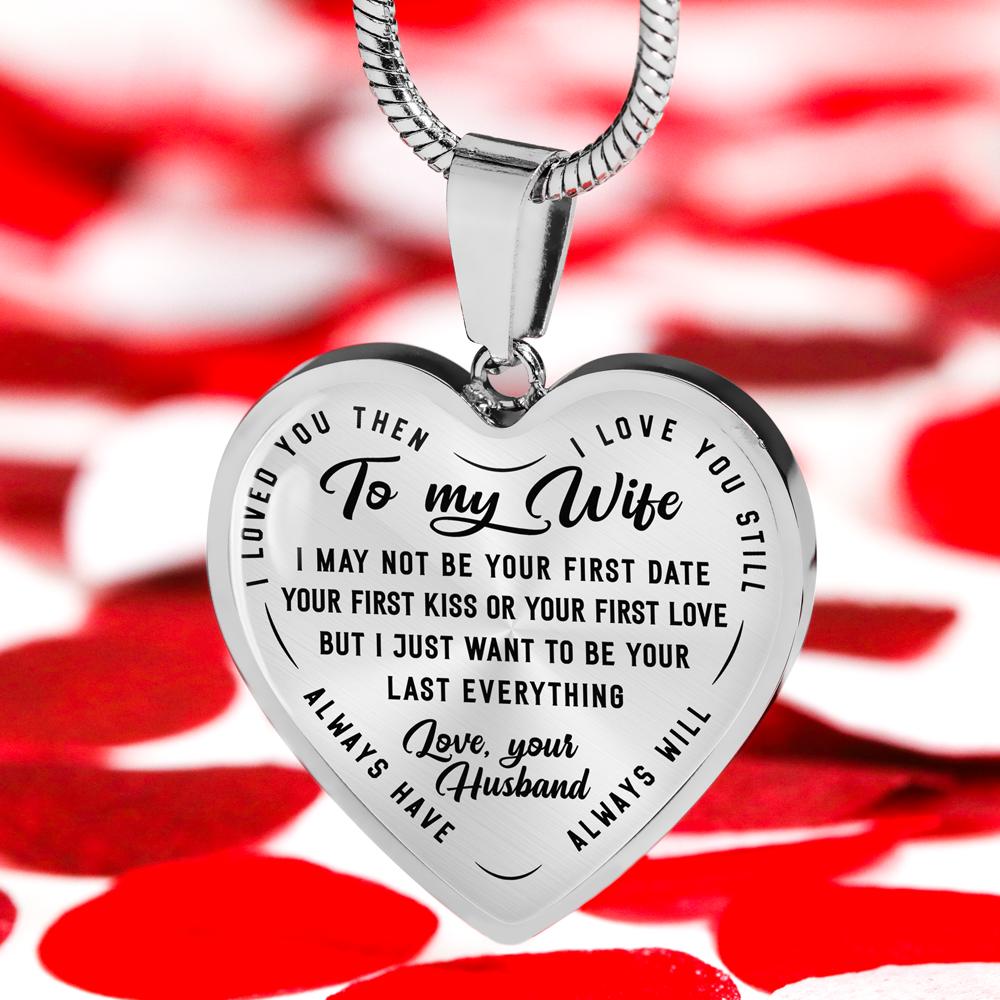 litzzy Personalized Wife Necklace - To My Wife - Last Everything - Luxury Heart Necklace - Husband to Wife, Gift For My Wife, Romantic Wife Gift, Wife Birthday Surprise Jewelry Luxury Necklace (Silver)  