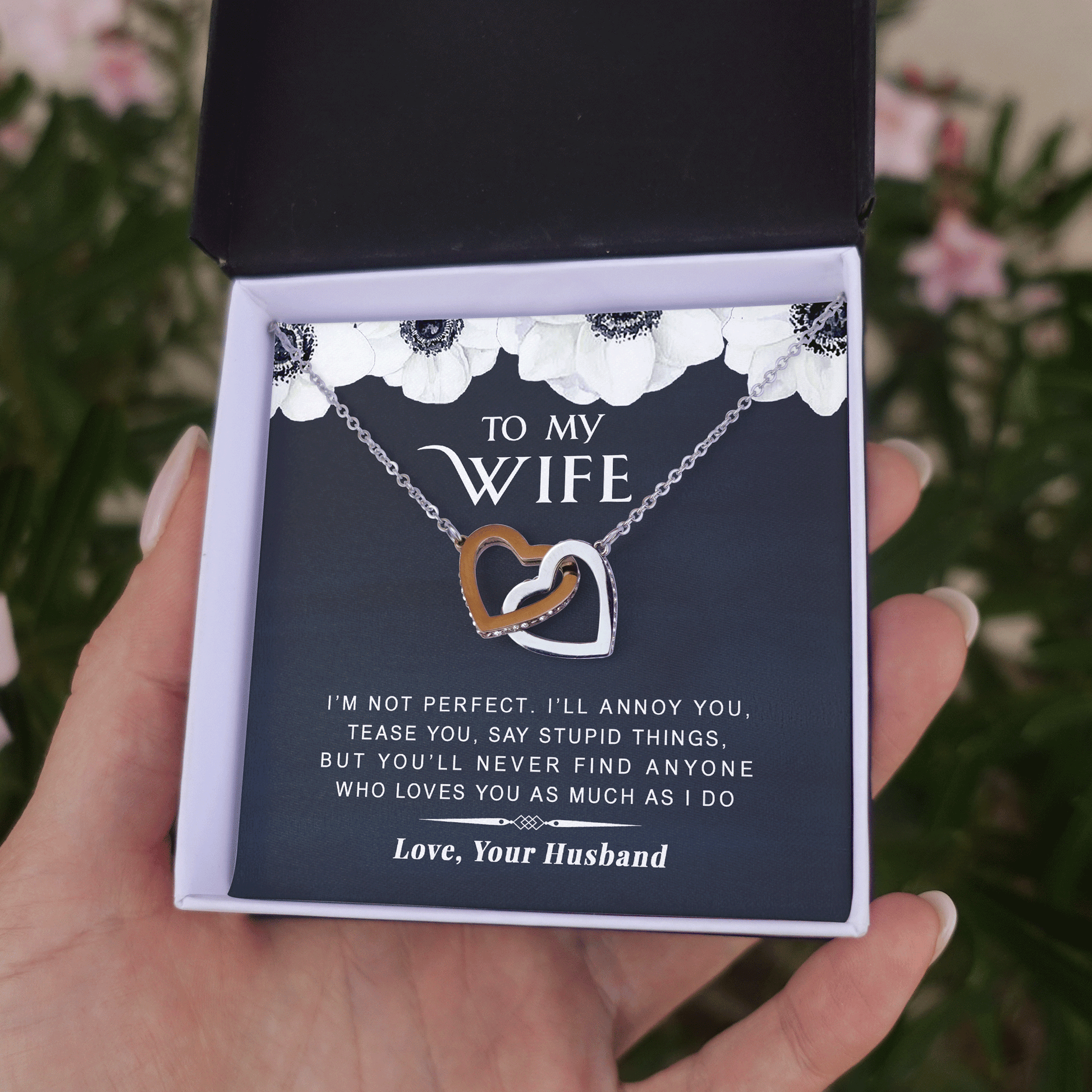 litzzy To my Wife - I’m Not Perfect - Gift For Valentine, Mother's Day, Birthday, Anniversary. - Necklace Gift For Her, Wife, Girlfriend, Anniversary, Wedding, Valentine, Birthday with Message Card Jewelry Standard Box  