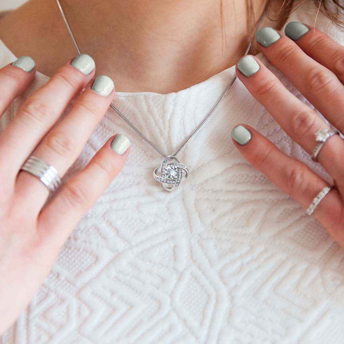 litzzy To My Mom - Thank You - Loveknot Necklace Jewelry   