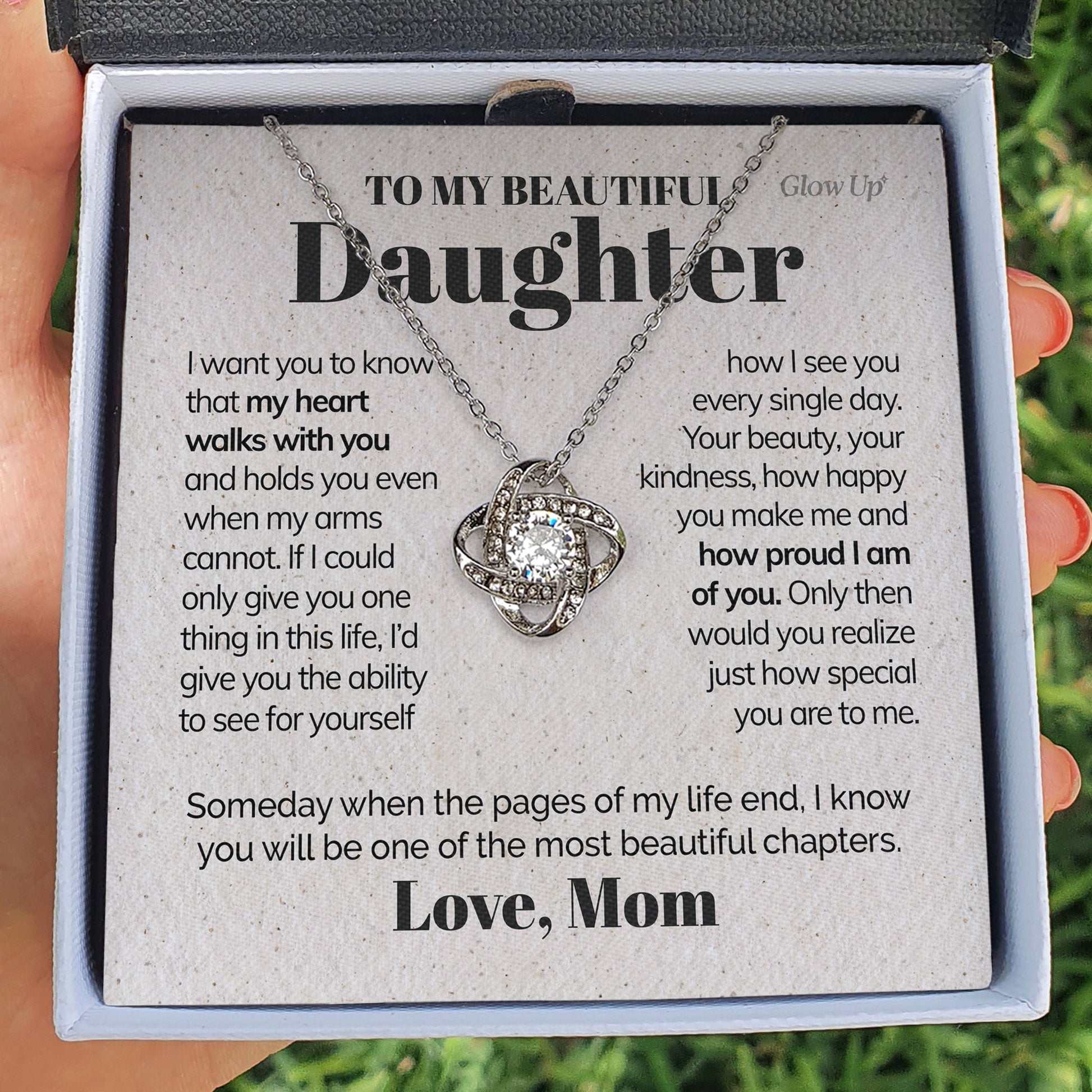 litzzy To my Beautiful Daughter - I'm proud of you - Loveknot necklace Jewelry   