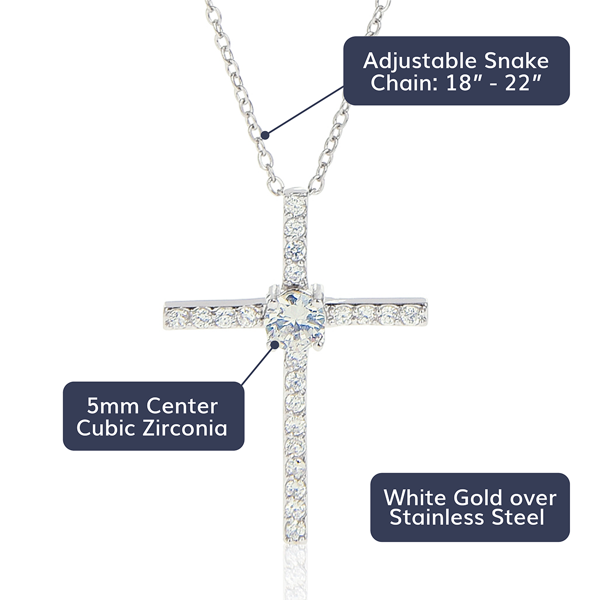 litzzy To my Mom - My First Teacher - CZ Cross Necklace Jewelry   