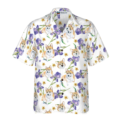 litzzy Corgi Hawaiian Shirt, Cute Corgi, Purple Flowers Aloha Shirt For Men, Women - Perfect Gift For Corgi Lovers, dog hawaiian shirt Hawaii Shirt   