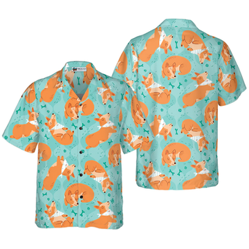 litzzy Corgi Hawaiian Shirt, Sleeping Corgi, Dream Bones Aloha Shirt For Men, Women - Perfect Gift For Corgi Lovers, dog hawaiian shirt Hawaii Shirt   