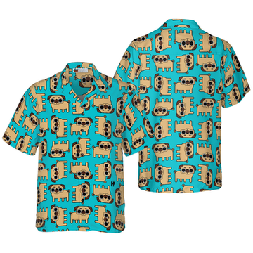 litzzy Pug Hawaiian Shirt, Pug Dog Seamless Pattern Aloha Shirt For Men, Women - Perfect Gift For Pug Lover, dog hawaiian shirt Hawaii Shirt   