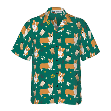 litzzy Corgi Hawaiian Shirt, Corgi And Boba Tea Aloha Shirt For Men, Women - Perfect Gift For Corgi Lovers, dog hawaiian shirt Hawaii Shirt   