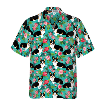 litzzy Corgi Hawaiian Shirt, Tropical Floral Corgi Aloha Shirt For Men, Women - Perfect Gift For Corgi Lovers, dog hawaiian shirt Hawaii Shirt   