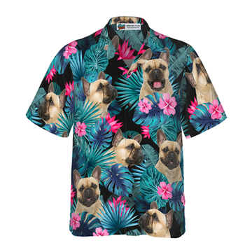 litzzy French Bulldog Hawaiian Shirt, Tropical Summer, Tropical Flowers And Leaves Aloha Shirt For Men, Women - Perfect Gift For French Bulldog Lovers, dog hawaiian shirt Hawaii Shirt   