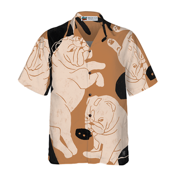 litzzy Bulldog Illustration Hawaiian Shirt, Funny Bulldog Aloha Shirt For Men, Women - Perfect Gift For Bulldog Lovers, dog hawaiian shirt Hawaii Shirt   