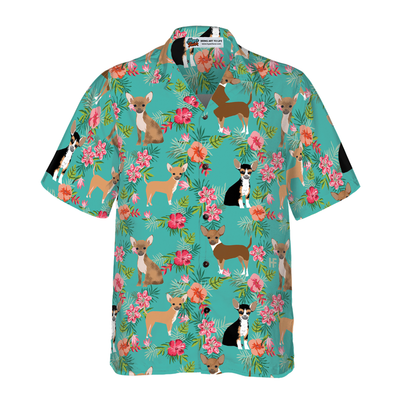 litzzy Chihuahua Hawaiian Shirt, Habiscus Floral Chihuahua Dog Aloha Shirt For Men, Women - Perfect Gift For Chihuahua Lovers, dog hawaiian shirt Hawaii Shirt   