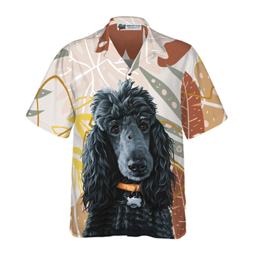 litzzy Black Poodle Hawaiian Shirt, The Brown Leaves Poodle Aloha Shirt, Best Dog Hawaiian Shirt For Men, Women And Women - Perfect Gift For Poodle Lovers, dog hawaiian shirt Hawaii Shirt   