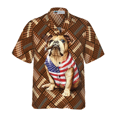 litzzy Bulldog Hawaiian Shirt, Cigar, American Bulldog Aloha Shirt For Men, Women - Perfect Gift For Bulldog Lovers, dog hawaiian shirt Hawaii Shirt   