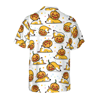 litzzy Corgi Hawaiian Shirt, Halloween, Sleeping Corgi, Pumpkin Aloha Shirt For Men, Women - Perfect Gift For Corgi Lovers, dog hawaiian shirt Hawaii Shirt   