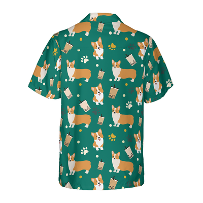 litzzy Corgi Hawaiian Shirt, Corgi And Boba Tea Aloha Shirt For Men, Women - Perfect Gift For Corgi Lovers, dog hawaiian shirt Hawaii Shirt   
