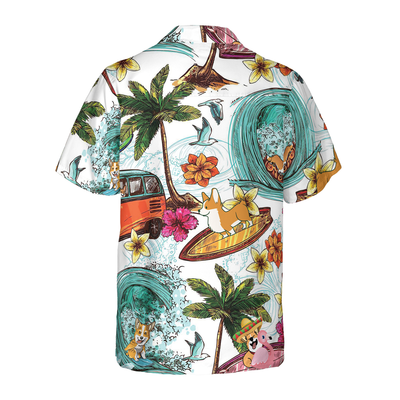 litzzy Corgi Hawaiian Shirt, Corgi On The Beach, Palm Tree Aloha Shirt For Men, Women - Perfect Gift For Corgi Lovers, dog hawaiian shirt Hawaii Shirt   