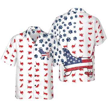 litzzy Basset Hound Hawaiian Shirt, Basset Hound American Flag Aloha Shirt For Men, Women - Perfect Gift For Basset Hound Lover, dog hawaiian shirt Hawaii Shirt   