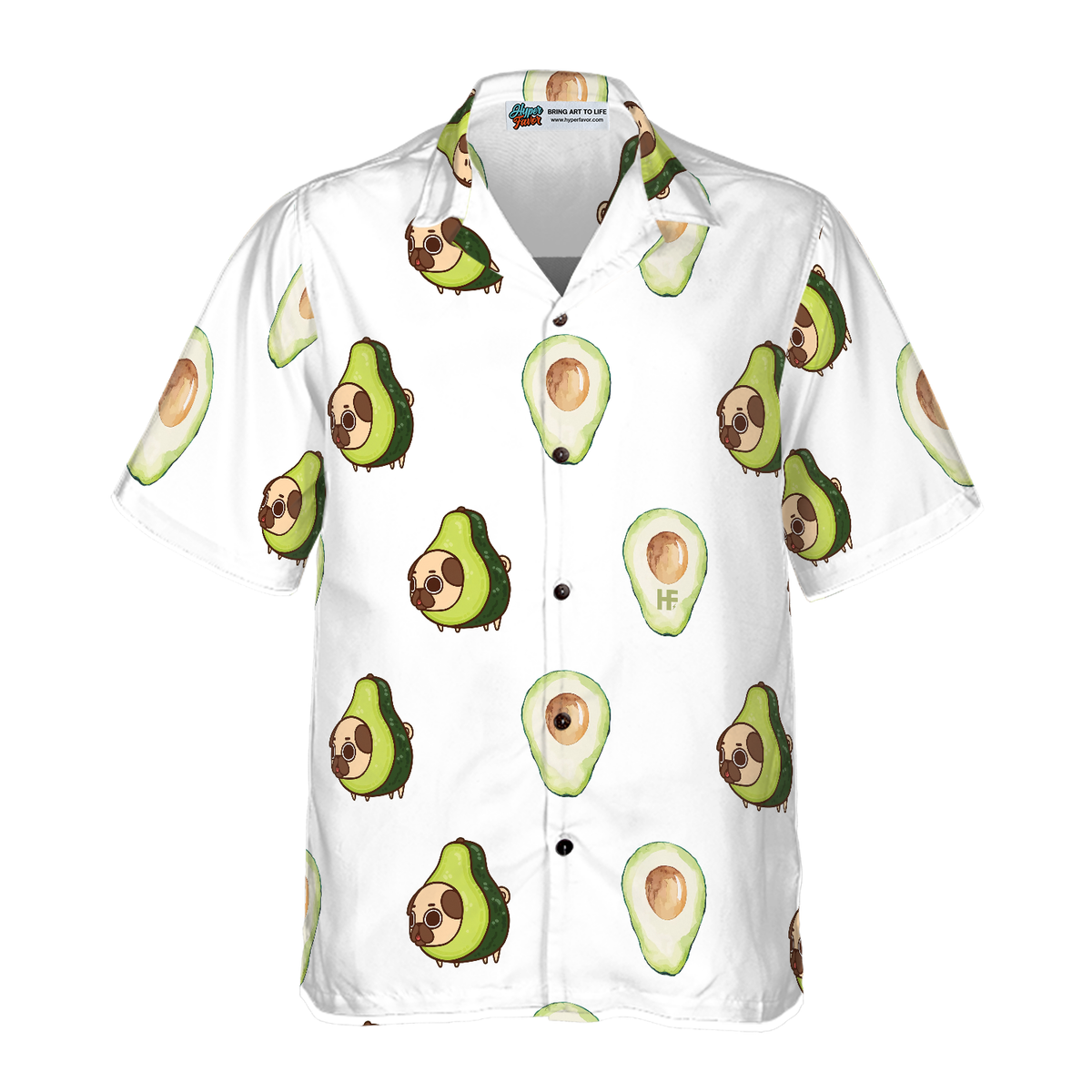 litzzy Pug Hawaiian Shirt, Pug Shirt, Avocado Seamless Dogs Aloha Shirt For Men, Women - Perfect Gift For Pug Lover, dog hawaiian shirt Hawaii Shirt   