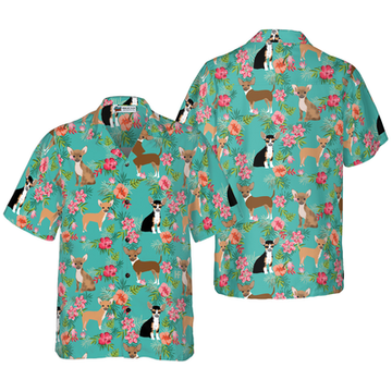 litzzy Chihuahua Hawaiian Shirt, Habiscus Floral Chihuahua Dog Aloha Shirt For Men, Women - Perfect Gift For Chihuahua Lovers, dog hawaiian shirt Hawaii Shirt   