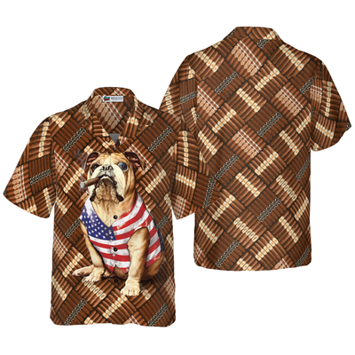 litzzy Bulldog Hawaiian Shirt, Cigar, American Bulldog Aloha Shirt For Men, Women - Perfect Gift For Bulldog Lovers, dog hawaiian shirt Hawaii Shirt   