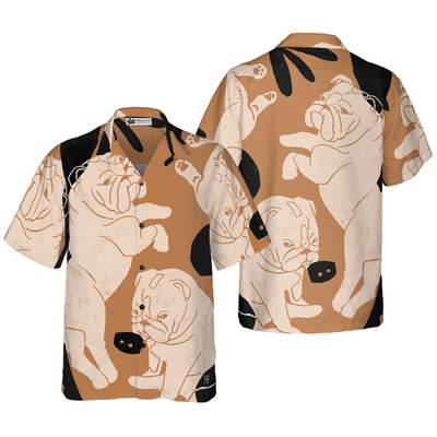 litzzy Bulldog Illustration Hawaiian Shirt, Funny Bulldog Aloha Shirt For Men, Women - Perfect Gift For Bulldog Lovers, dog hawaiian shirt Hawaii Shirt   