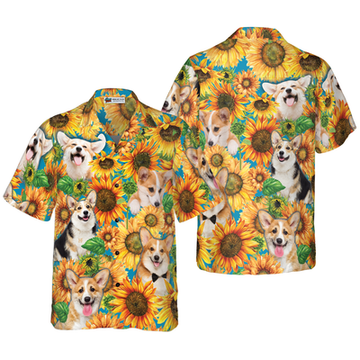 litzzy Corgi Hawaiian Shirt, Corgi Lovers With Sunflower Aloha Shirt For Men, Women - Perfect Gift For Corgi Lovers, dog hawaiian shirt Hawaii Shirt   