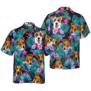 litzzy Jack Russell Terrier Hawaiian Shirt, Tropical Flowers Aloha Shirt For Men, Women - Perfect Gift For Jack Russell Terrier Lovers, dog hawaiian shirt Hawaii Shirt   