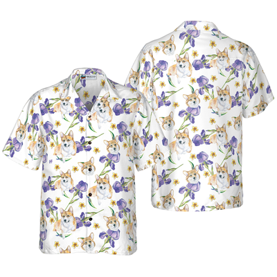 litzzy Corgi Hawaiian Shirt, Cute Corgi, Purple Flowers Aloha Shirt For Men, Women - Perfect Gift For Corgi Lovers, dog hawaiian shirt Hawaii Shirt   