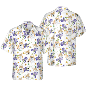 litzzy Corgi Hawaiian Shirt, Cute Corgi, Purple Flowers Aloha Shirt For Men, Women - Perfect Gift For Corgi Lovers, dog hawaiian shirt Hawaii Shirt   