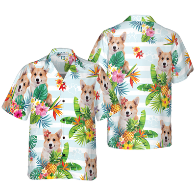 litzzy Corgi Hawaiian Shirt, Tropical Flower Corgi Aloha Shirt For Men, Women And Women - Perfect Gift For Corgi Lovers, dog hawaiian shirt Hawaii Shirt   