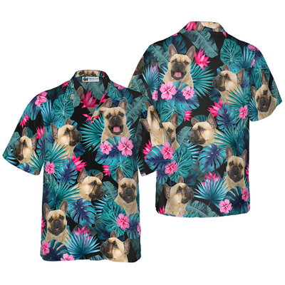 litzzy French Bulldog Hawaiian Shirt, Tropical Summer, Tropical Flowers And Leaves Aloha Shirt For Men, Women - Perfect Gift For French Bulldog Lovers, dog hawaiian shirt Hawaii Shirt   