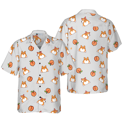 litzzy Corgi Butt And Peach Seamless Hawaiian Shirt, Corgi Aloha Shirt For Men, Women And Women - Perfect Gift For Corgi Lovers, dog hawaiian shirt Hawaii Shirt   
