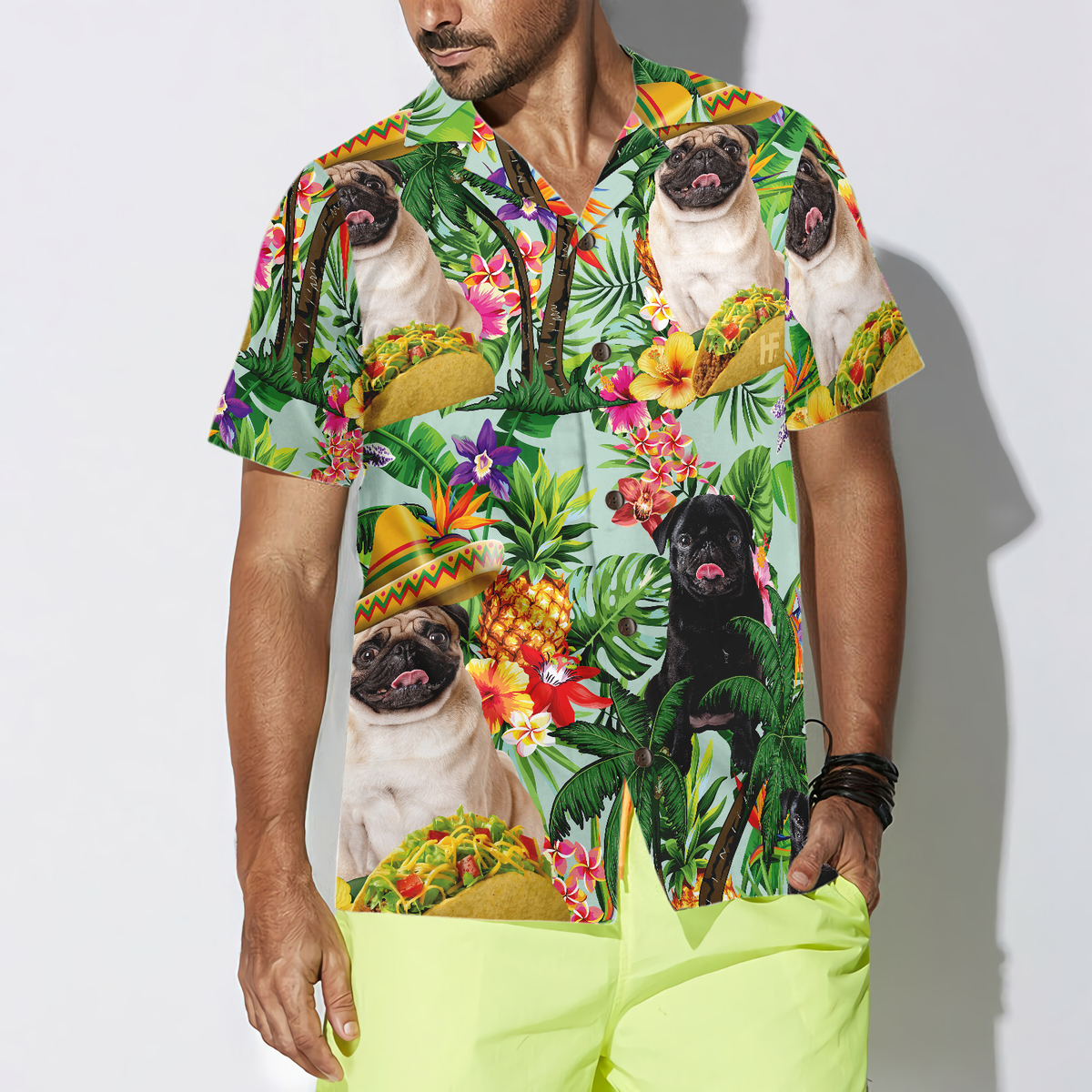 litzzy Pug Hawaiian Shirt, Tropical Summer, Tropical Fruit, Pug Are Ready For Summer Aloha Shirt For Men, Women - Perfect Gift For Pug Lover, dog hawaiian shirt Hawaii Shirt   