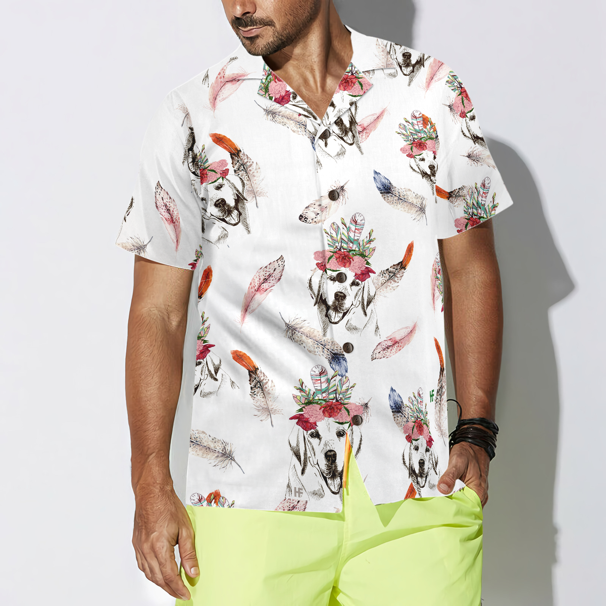 litzzy Labrador Retriever Hawaiian Shirt, Labrador Retriever Boho Chic Dogs Aloha Shirt For Men, Women - Perfect Gift For Labrador Retriever Lover, dog hawaiian shirt Hawaii Shirt   
