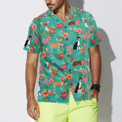 litzzy Chihuahua Hawaiian Shirt, Habiscus Floral Chihuahua Dog Aloha Shirt For Men, Women - Perfect Gift For Chihuahua Lovers, dog hawaiian shirt Hawaii Shirt   