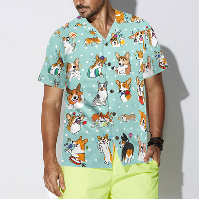 litzzy Cartoon Welsh Corgi Hawaiian Shirt, Corgi Aloha Shirt For Men, Women - Perfect Gift For Corgi Lovers, dog hawaiian shirt Hawaii Shirt   