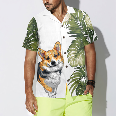litzzy Corgi Monstera Leaves Hawaiian Shirt, Tropical Summer Corgi Aloha Shirt For Men, Women - Perfect Gift For Corgi Lovers, dog hawaiian shirt Hawaii Shirt   
