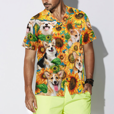 litzzy Corgi Hawaiian Shirt, Corgi Lovers With Sunflower Aloha Shirt For Men, Women - Perfect Gift For Corgi Lovers, dog hawaiian shirt Hawaii Shirt   