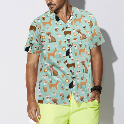 litzzy Chihuahua Hawaiian Shirt, Chihuahua And Coffee Aloha Shirt For Men, Women - Perfect Gift For Chihuahua Lovers, dog hawaiian shirt Hawaii Shirt   