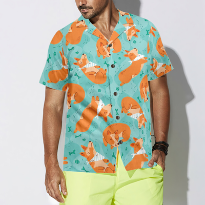 litzzy Corgi Hawaiian Shirt, Sleeping Corgi, Dream Bones Aloha Shirt For Men, Women - Perfect Gift For Corgi Lovers, dog hawaiian shirt Hawaii Shirt   