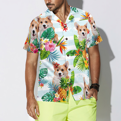 litzzy Corgi Hawaiian Shirt, Tropical Flower Corgi Aloha Shirt For Men, Women And Women - Perfect Gift For Corgi Lovers, dog hawaiian shirt Hawaii Shirt   