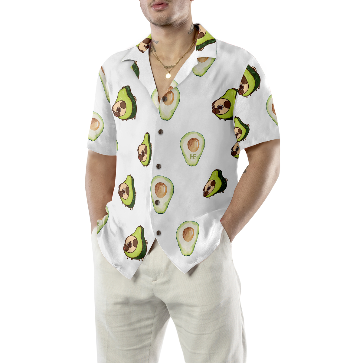 litzzy Pug Hawaiian Shirt, Pug Shirt, Avocado Seamless Dogs Aloha Shirt For Men, Women - Perfect Gift For Pug Lover, dog hawaiian shirt Hawaii Shirt   
