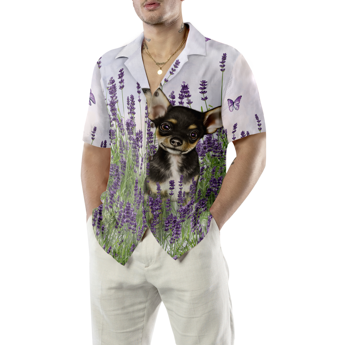 litzzy Chihuahua Hawaiian Shirt, Chihuahua Dog, Lavender Aloha Shirt For Men, Women - Perfect Gift For Chihuahua Lover, dog hawaiian shirt Hawaii Shirt   