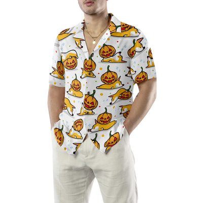 litzzy Corgi Hawaiian Shirt, Halloween, Sleeping Corgi, Pumpkin Aloha Shirt For Men, Women - Perfect Gift For Corgi Lovers, dog hawaiian shirt Hawaii Shirt   