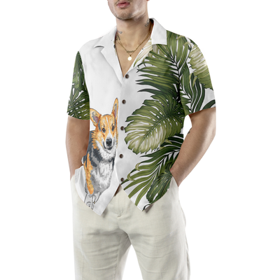litzzy Corgi Monstera Leaves Hawaiian Shirt, Tropical Summer Corgi Aloha Shirt For Men, Women - Perfect Gift For Corgi Lovers, dog hawaiian shirt Hawaii Shirt   