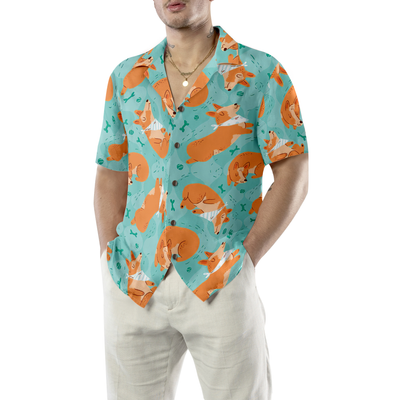 litzzy Corgi Hawaiian Shirt, Sleeping Corgi, Dream Bones Aloha Shirt For Men, Women - Perfect Gift For Corgi Lovers, dog hawaiian shirt Hawaii Shirt   